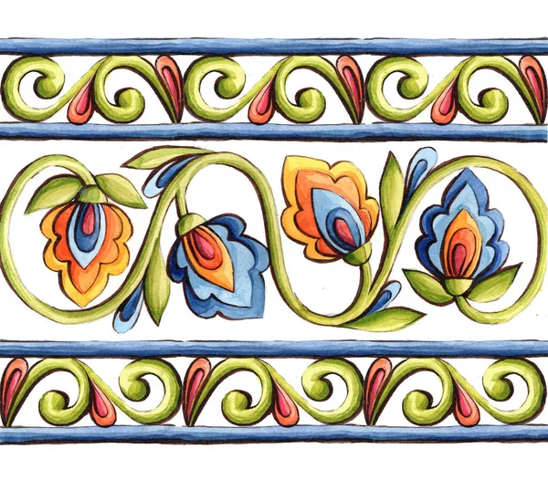 Italian Majolica Watercolor Illustration Italian Majolica Decoration Ceramic Tiles — Stock Photo, Image
