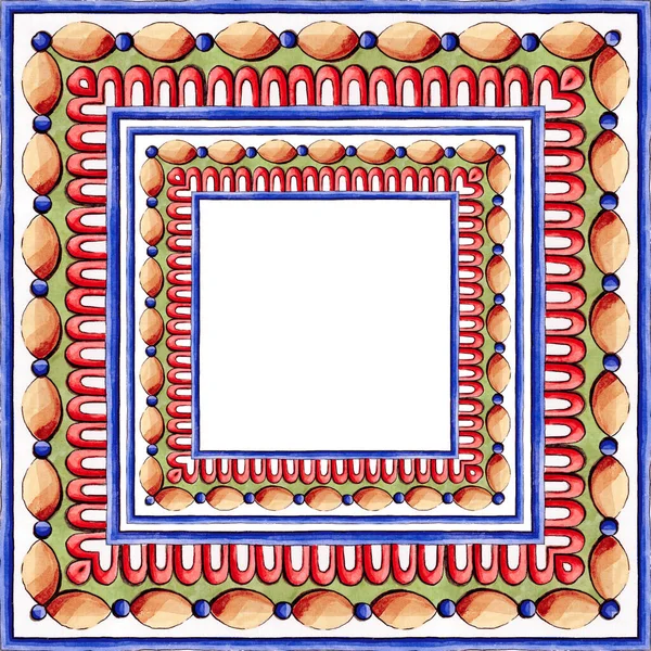 Watercolor Ornament Ceramic Tile Wallpaper Textile Majolica — Stock Photo, Image
