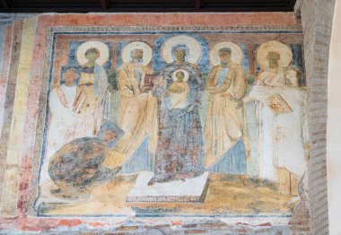 Ortaçağ dini fresklerine yakın çekim