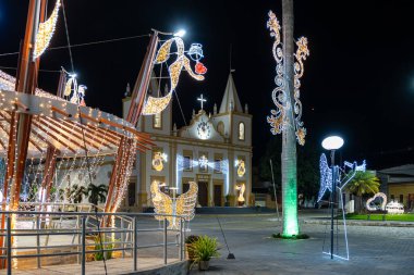 Christmas decoration at main square of rural northeastern town in Brazil clipart