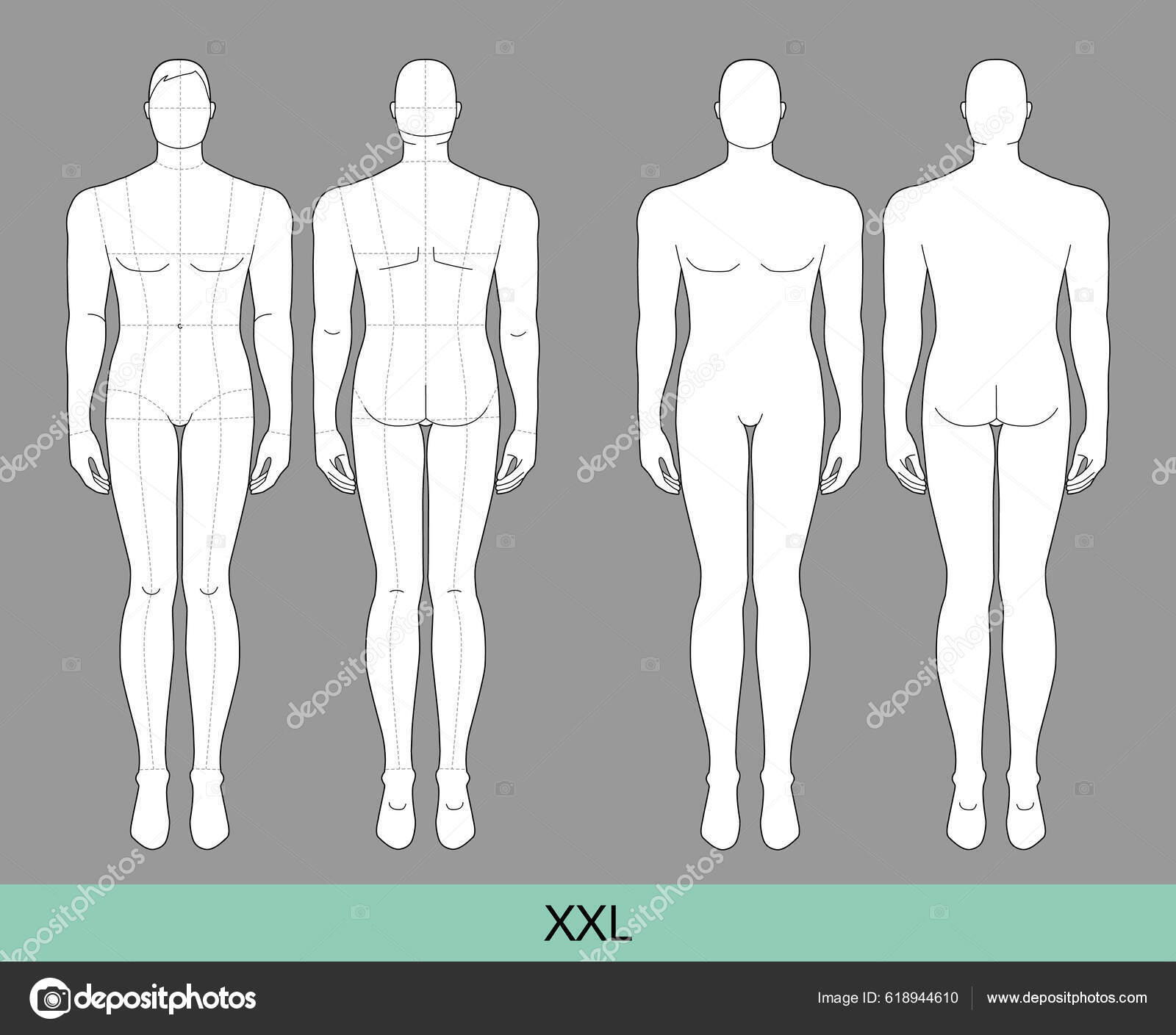 Set Xxl Talla Hombre Plantilla Moda Nueve Tamaños Cabeza Con