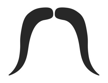 Yosemite Sam Bıyık Erkek Bıyığı. Yüz kılları. Siyah vektör erkek moda düz berber koleksiyonu seti. Beyaz arkaplanda şık saç stili izole edilmiş dış hat.