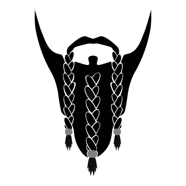 Viking Beard Muži Spletené Nebo Stylizované Korálky Ilustrace Vousy Knír — Stockový vektor