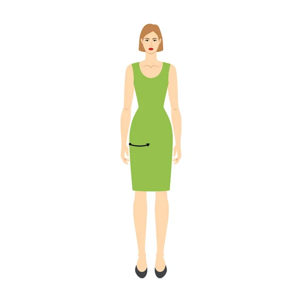 Women Max Thigh Measurement Body Arrows Fashion Illustration Size Chart — Stock Vector