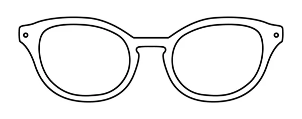 パントスフレームメガネファッションアクセサリーイラスト 男性のためのサングラスフロントビュー ユニセックスシルエットスタイル フラットリム眼鏡眼鏡レンズスケッチスタイルアウトライン白に隔離された — ストックベクタ