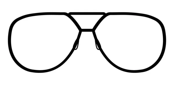 角型アビエイターフレームメガネファッションアクセサリーイラスト 男性用サングラスフロントビュー シルエットスタイル フラットリム眼鏡眼鏡レンズスケッチアウトライン白の背景に隔離された — ストックベクタ