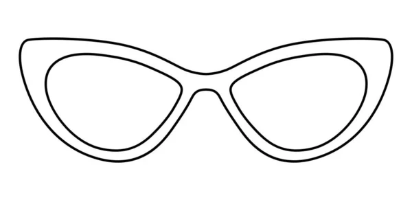 キャットアイフレームメガネファッションアクセサリーイラスト 男性のためのサングラスフロントビュー ユニセックスシルエットスタイル フラットリム眼鏡眼鏡レンズスケッチアウトライン白の背景に隔離された — ストックベクタ