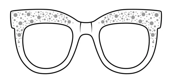 Bejeweledレトロフレームメガネファッションアクセサリーイラスト 男性用サングラスフロントビュー ユニセックスシルエットスタイル フラットリム眼鏡眼鏡レンズのスケッチアウトラインと白の背景 — ストックベクタ
