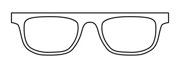 フラットトップフレームメガネファッションアクセサリーイラスト 男性用サングラスフロントビュー 女性のシルエットスタイル フラットリム眼鏡眼鏡レンズスケッチスタイルアウトライン白の背景に隔離された — ストックベクタ