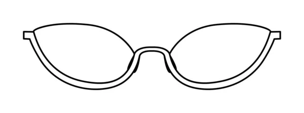 半无风险猫眼镜框眼镜时尚饰画 女用太阳镜前景 异质轮廓型 平边眼镜镜框 镜面轮廓孤立 — 图库矢量图片