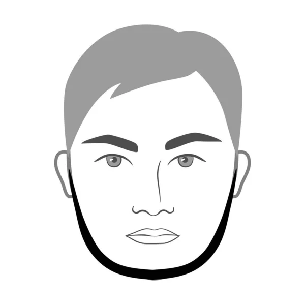 Расширенный Подбородок Стиль Мужчин Лицо Иллюстрация Волос Лице Векторный Серо — стоковый вектор