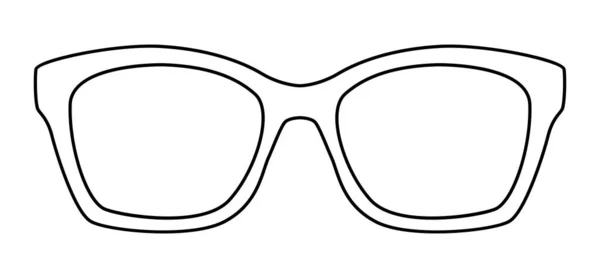D边框眼镜时尚配饰插图 女用太阳镜前视镜 异质轮廓 平边眼镜 镜框轮廓 白色轮廓 — 图库矢量图片