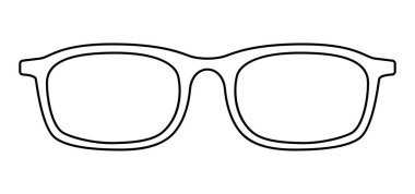 Lexington çerçeve gözlükleri moda aksesuarları. Erkekler, kadınlar için güneş gözlüğü ön görünümü, unisex siluet tarzı, düz kenarlı gözlük, beyaz arka planda izole edilmiş mercek taslak tarzı taslak.