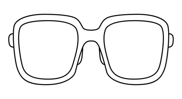 レトロスクエアフレームメガネファッションアクセサリーイラスト 男性のためのサングラスフロントビュー ユニセックスシルエットスタイル フラットリム眼鏡眼鏡眼鏡 白の背景に隔離されたレンズスケッチのアウトライン — ストックベクタ