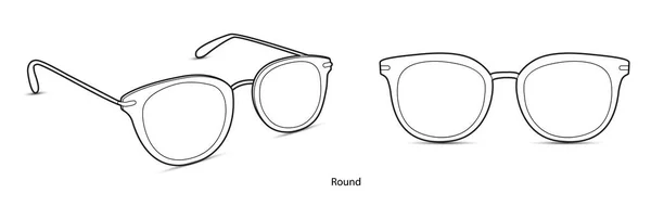 Frame Glasses Fashion Accessory Illustration Sunglass Front View Men Women — Stock Vector