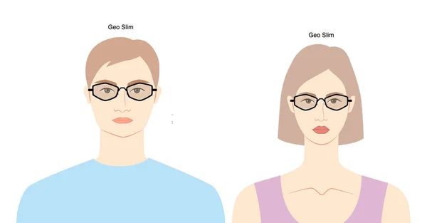 Geo Vékony Keret Szemüveg Nők Férfiak Lapos Karakter Divat Kiegészítő — Stock Vector