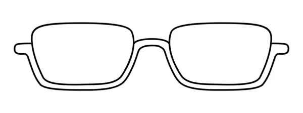 トップリムレスフレームメガネファッションアクセサリーイラスト 男性のためのサングラスフロントビュー ユニセックスシルエットスタイル フラットリム眼鏡眼鏡眼鏡 白の背景に隔離されたレンズスケッチのアウトライン — ストックベクタ
