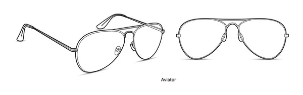 Aviator Frame Glasses Fashion Accessory Illustration Sunglass Front View Men — Stock Vector