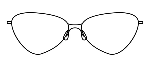 アーモンドフレームメガネファッションアクセサリーイラスト 男性のためのサングラスフロントビュー ユニセックスシルエットスタイル フラットリム眼鏡眼鏡レンズスケッチアウトライン白の背景に隔離された — ストックベクタ