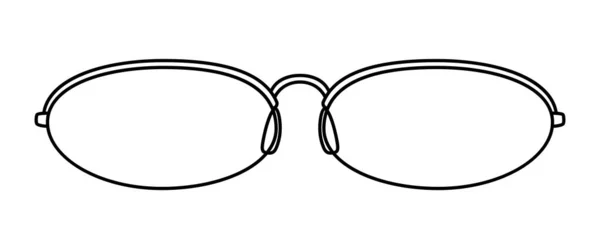 扩展椭圆形框架眼镜时尚配件插图 女用太阳镜前视镜 异质轮廓 平边眼镜 镜框轮廓 白色轮廓 — 图库矢量图片