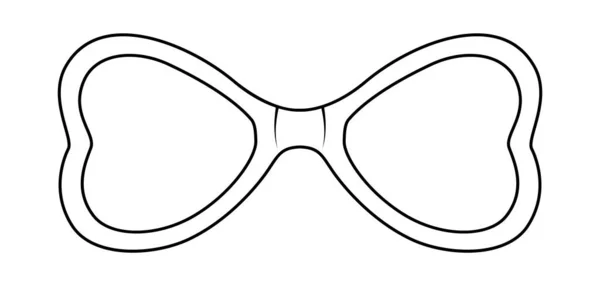 蝶フレームメガネファッションアクセサリーイラスト 男性のためのサングラスフロントビュー ユニセックスシルエットスタイル フラットリム眼鏡眼鏡レンズスケッチスタイルアウトライン白に隔離された — ストックベクタ
