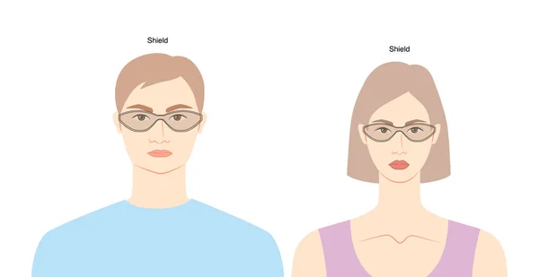 Ασπίδα Γυαλιά Πλαίσιο Για Τις Γυναίκες Και Τους Άνδρες Επίπεδη — Διανυσματικό Αρχείο