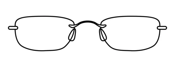 Rimless Moldura Óculos Moda Acessório Ilustração Visão Frontal Vidro Solar — Vetor de Stock
