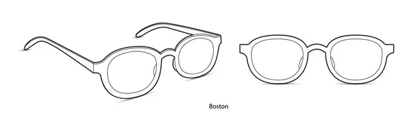 Boston Frame Glasses Fashion Accessory Illustration Sunglass Front View Men — Stock Vector
