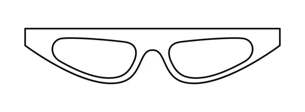1980年スリムフレームメガネファッションアクセサリーイラスト 男性のためのサングラスフロントビュー ユニセックスシルエットスタイル フラットリム眼鏡眼鏡レンズスケッチスタイルアウトライン白に隔離された — ストックベクタ