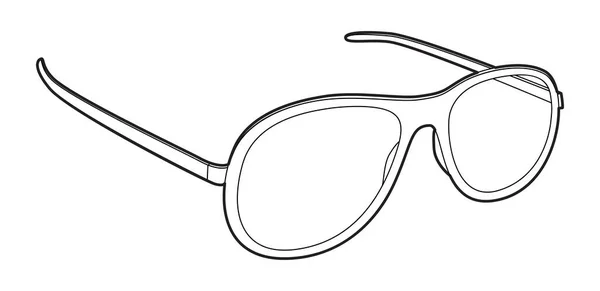 ティアドロップフレームメガネファッションアクセサリーイラスト サングラス3 4ビューのための男性 シルエットスタイル フラットリム眼鏡眼鏡レンズスケッチアウトラインと白の背景に隔離された — ストックベクタ