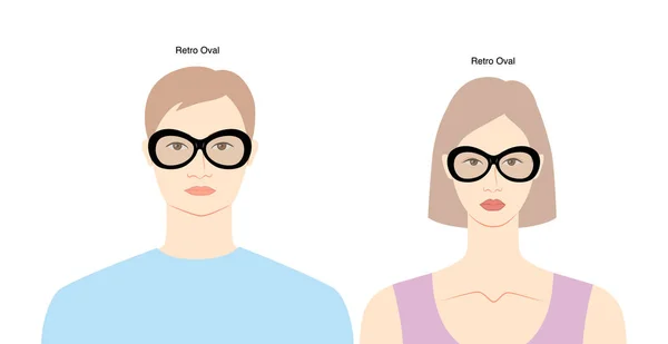 Ρετρό Οβάλ Πλαίσιο Γυαλιά Για Τις Γυναίκες Και Τους Άνδρες — Διανυσματικό Αρχείο