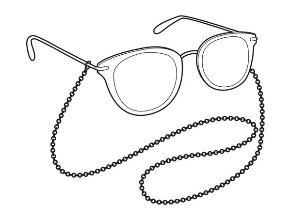 Frame Glasses Chain Fashion Accessory Illustration Sunglass View Men Women — Stock Vector