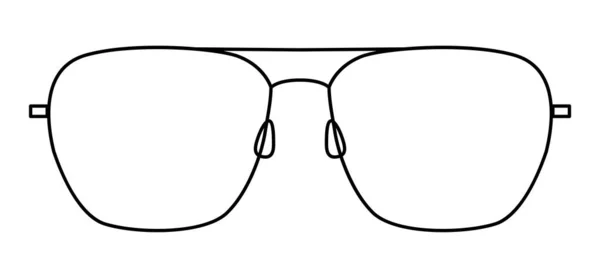 Kaum Rechteckrahmen Brille Mode Accessoire Illustration Sonnenbrille Frontansicht Für Männer — Stockvektor