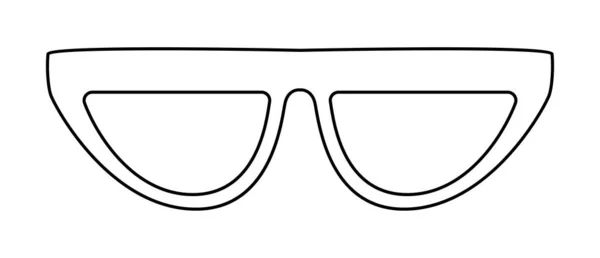 1980年スリムフレームメガネファッションアクセサリーイラスト 男性のためのサングラスフロントビュー ユニセックスシルエットスタイル フラットリム眼鏡眼鏡レンズスケッチスタイルアウトライン白に隔離された — ストックベクタ