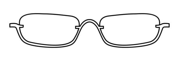 Slim Rettangolare Cornice Occhiali Moda Accessorio Illustrazione Sunglass Vista Frontale — Vettoriale Stock