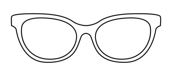 ティーカップフレームメガネファッションアクセサリーイラスト 男性のためのサングラスフロントビュー ユニセックスシルエットスタイル フラットリム眼鏡眼鏡レンズスケッチスタイルアウトライン白に隔離された — ストックベクタ