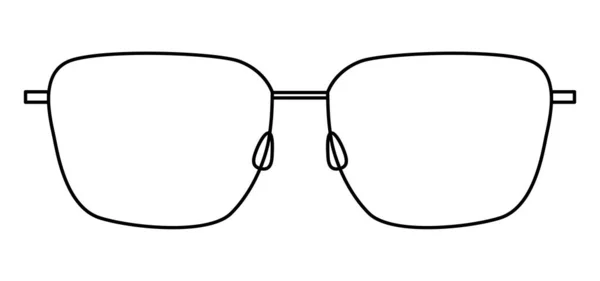 かろうじてそこに長方形のフレームガラスファッションアクセサリーイラスト 男性用サングラスフロントビュー 女性用 ユニセックスシルエットスタイル フラットリム眼鏡眼鏡レンズのスケッチアウトラインが隔離された ベクターグラフィックス
