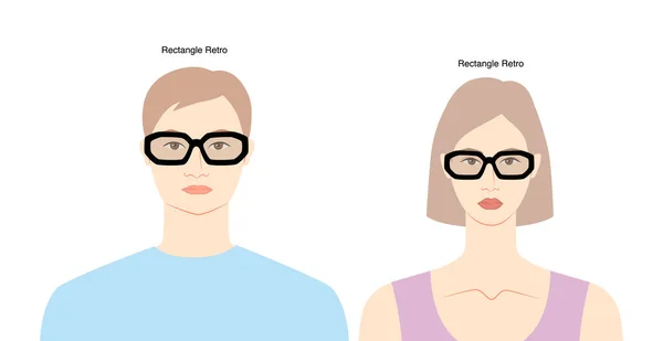 Ορθογώνια Ρετρό Γυαλιά Γυναίκες Και Άνδρες Επίπεδη Εικόνα Αξεσουάρ Μόδας — Διανυσματικό Αρχείο