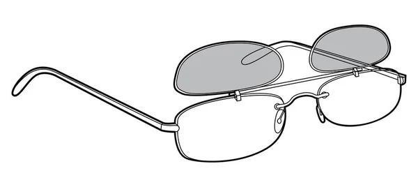 Clip Rimless Frame Glasses Fashion Accessory Illustration Sunglass View Men — Stock Vector