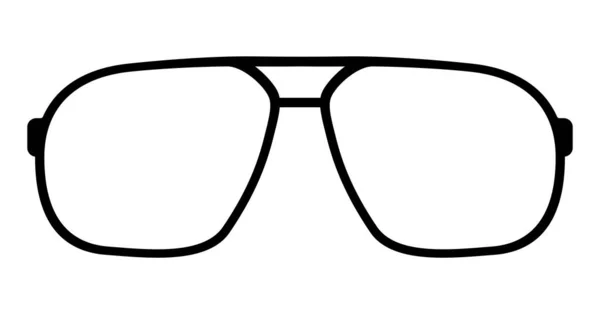 ティードロップシェイプフレームグラスファッションアクセサリーイラスト ユニセックスのシルエットスタイルのサングラスのフロントビュー 白い背景に隔離されたレンズのスケッチのアウトラインが付いている平らな縁の眼鏡 ロイヤリティフリーストックベクター