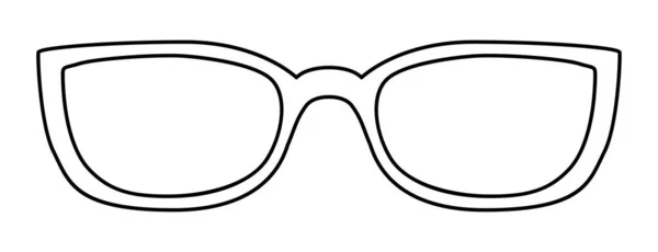 フォクシーフレームメガネファッションアクセサリーイラスト 男性のためのサングラスフロントビュー ユニセックスシルエットスタイル フラットリム眼鏡眼鏡レンズスケッチアウトライン白の背景に隔離された — ストックベクタ