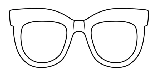 レトロフレームメガネファッションアクセサリーイラスト 男性のためのサングラスフロントビュー ユニセックスシルエットスタイル フラットリム眼鏡眼鏡レンズスケッチアウトライン白の背景に隔離された — ストックベクタ