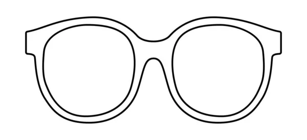 レトロラウンドフレームグラスファッションアクセサリーイラスト ユニセックスシルエットスタイルのサングラスのフロントビュー ホワイトバックグラウンドで隔離されたレンズアウトライン付きのフラットリムの眼鏡 — ストックベクタ