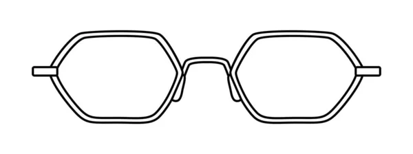 Geo Slim框架眼镜时尚配饰插图 女用太阳镜前视镜 异质轮廓 平边眼镜 镜框轮廓 白色轮廓 — 图库矢量图片