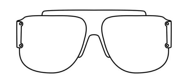 Retro Aviator Frame Glasses Fashion Accessory Illustration Sunglass Front View — Stock Vector
