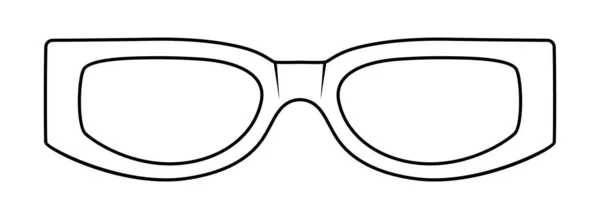 细长矩形镜框时尚配饰插图 女用太阳镜前景 异质轮廓型 平边眼镜镜框 镜面轮廓孤立 — 图库矢量图片