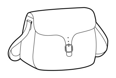 Torba, siluet, çapraz vücut. Moda aksesuarı teknik illüstrasyon. Erkekler, kadınlar, unisex tarzı, düz çanta CAD taslak taslağı için vektör önü 3-4 görünümü izole edilmiş