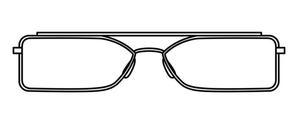 スリム長方形フレームメガネファッションアクセサリーイラスト 男性用サングラスフロントビュー ユニセックスシルエットスタイル フラットリム眼鏡眼鏡レンズスケッチスタイルアウトライン孤立 — ストックベクタ