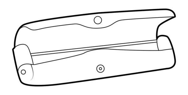 Szemüveg Tok Szemüveg Tasak Pénztárca Divat Kiegészítő Technikai Illusztráció Szervező — Stock Vector