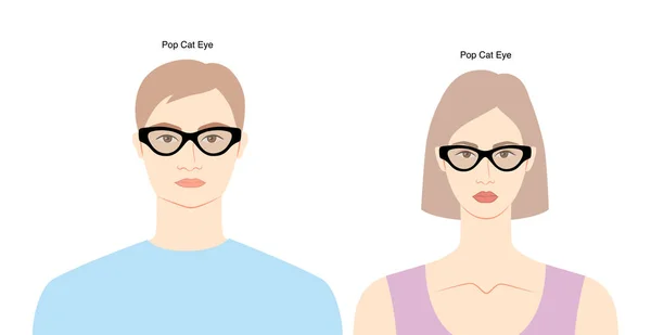 Pop Cat Oční Brýle Ženy Muže Plochý Charakter Módní Doplněk — Stockový vektor